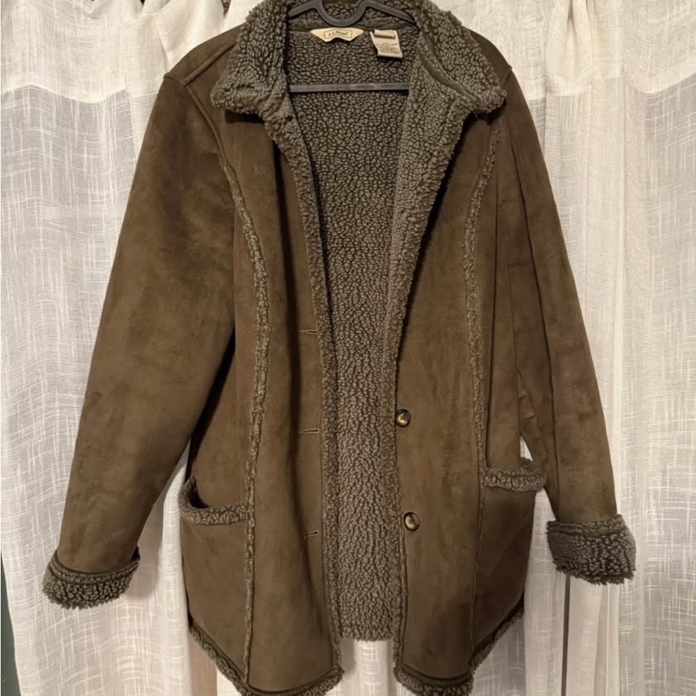 L.L. Bean Olive Shearling Jacket